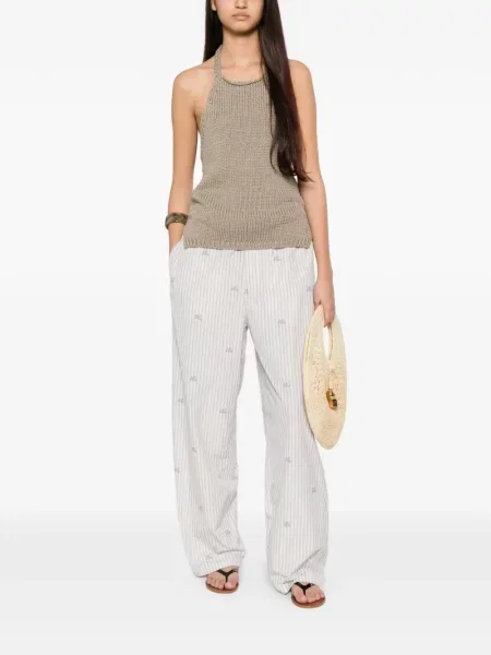 Pantaloni Jacquemus cu broderie cu dungi alb