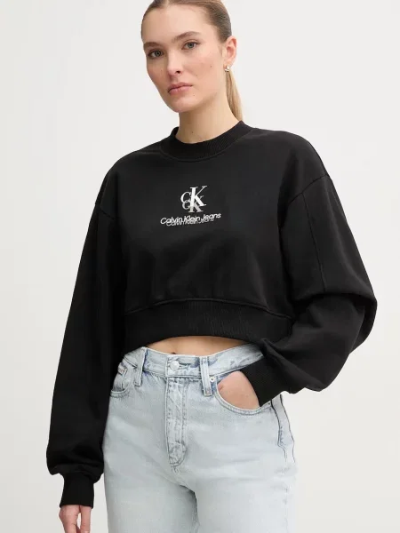 Bombažen pulover Calvin Klein Jeans črna