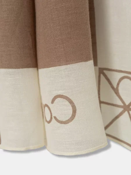 Calvin Klein Szal Linen Blend Emblem Pareo Scarf beżowy