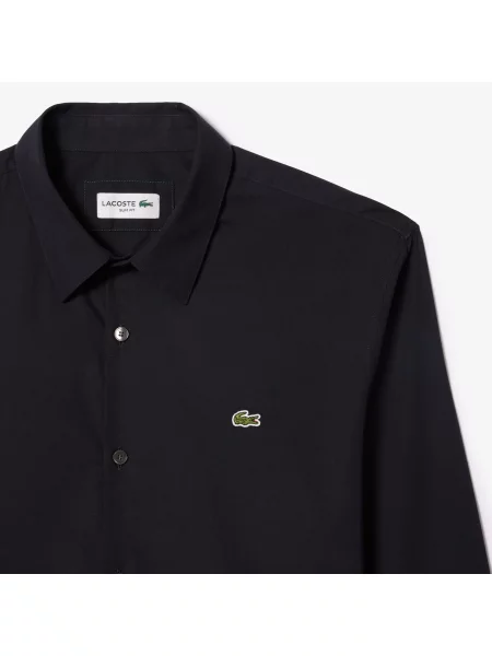 Lacoste Elastyczna Koszula Z Bawełnianej Popeliny Slim Fit granatowa