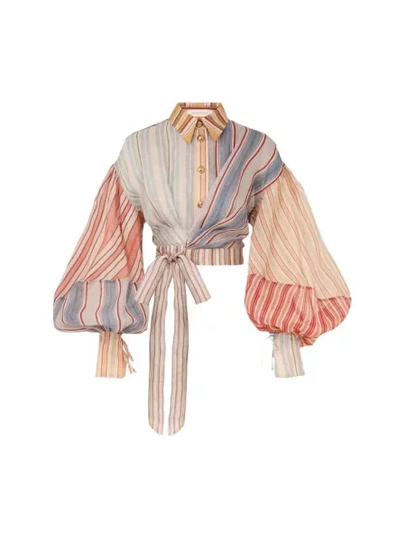 Lniana wielobarwność koszula Zimmermann w paski