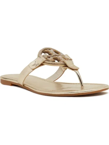 Șlapi Tory Burch din piele auriu