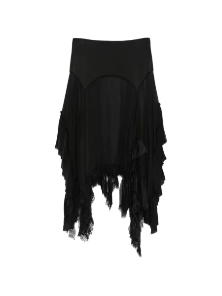 Fustă Ann Demeulemeester cu volane din dantelă negru