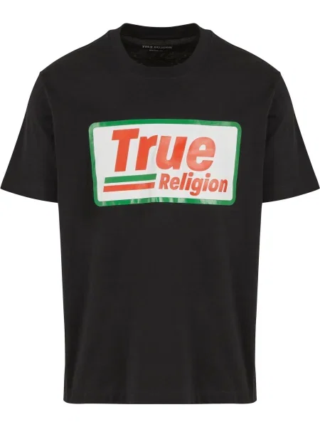 True Religion Póló High Density zöld / narancs / fekete fehér