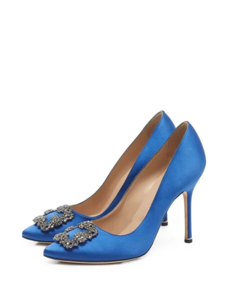 Pantofi cu toc Manolo Blahnik cu cataramă albastru