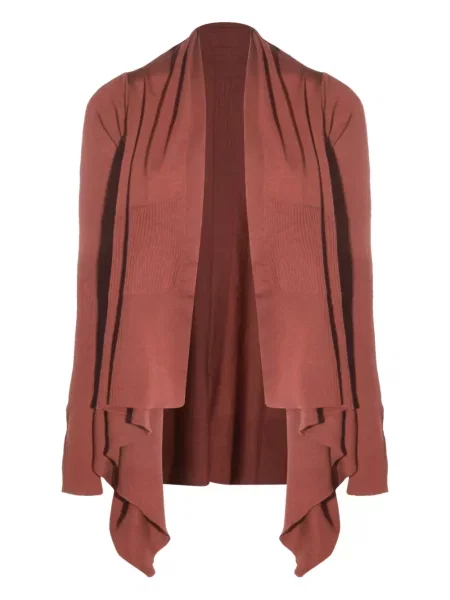 Kardigan Rick Owens asymetryczny prążkowany brązowy