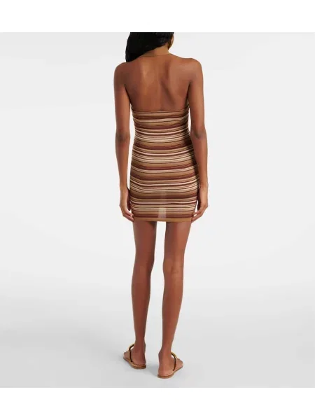 Rochie Aya Muse tricotate cu gât halter maro