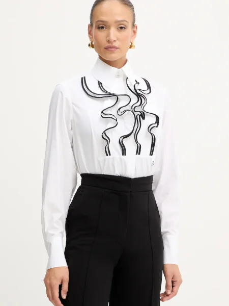 Karl Lagerfeld cămașă din cu guler clasic relaxed alb