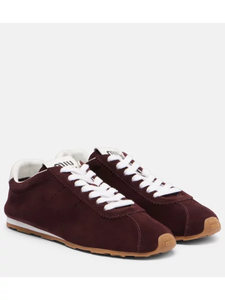 Sneakerși Miu Miu din piele de căprioară