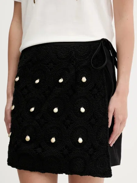 Never Fully Dressed fustă din amestec de lână mini drept negru