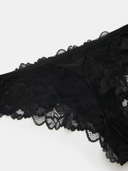 Мереживні трусики-бразиліана чорний