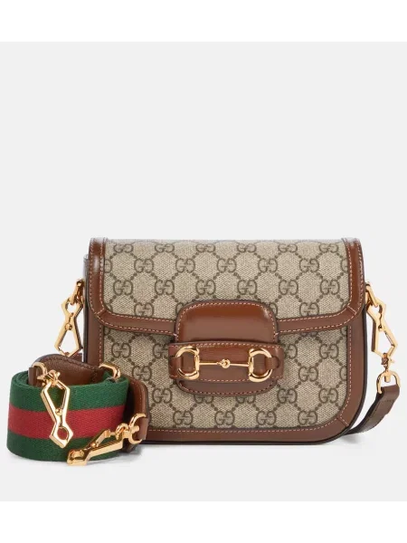 Geanta de piele Gucci Horsebit din piele bej