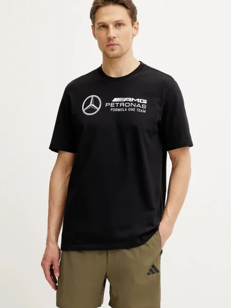 Тениска adidas x Mercedes с принт черно