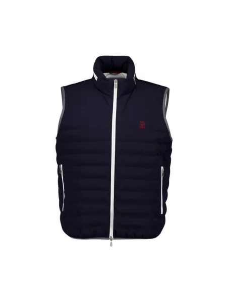 Kamizelka puchowa Brunello Cucinelli z kapturem niebieska