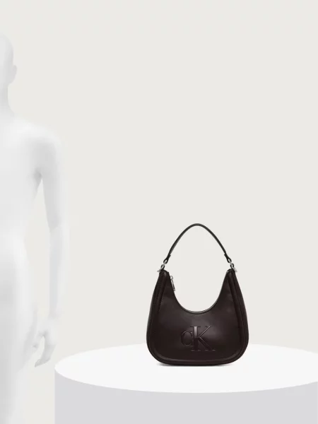 Calvin Klein Táska Bold Ck Small Crescent Bag Sötétbarna barna