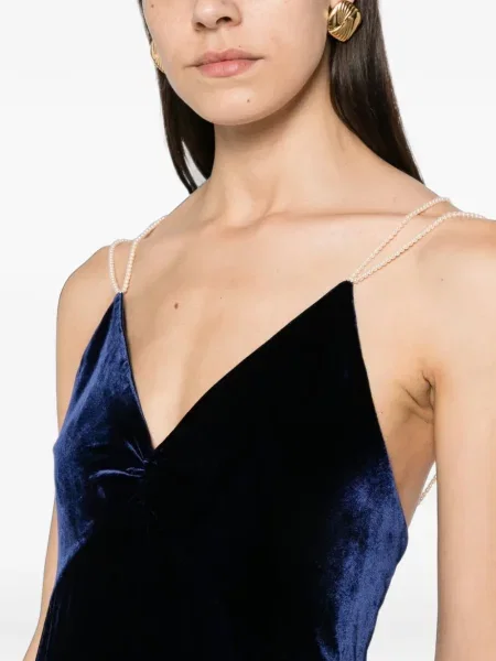 Lung rochie Forte_forte de catifea albastru