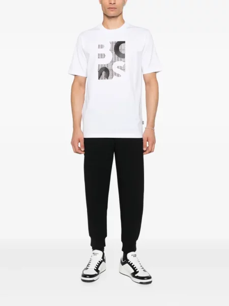 Tricou Boss cu imagine alb