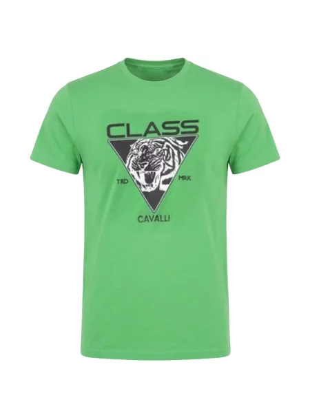 Tricou Cavalli Class cu imagine cu dungi de tigru verde