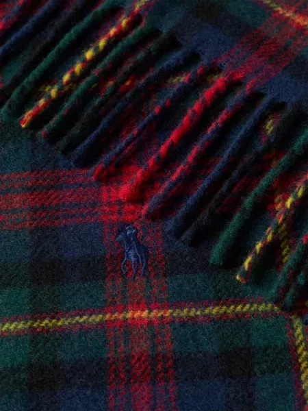 Szal Polo Ralph Lauren wełniana w kratę czerwona