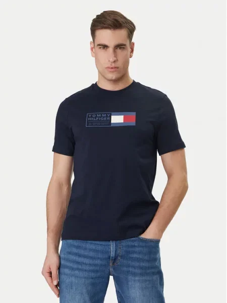 TOMMY HILFIGER Marškinėliai BRAND LOVE mėlyna / raudona balta