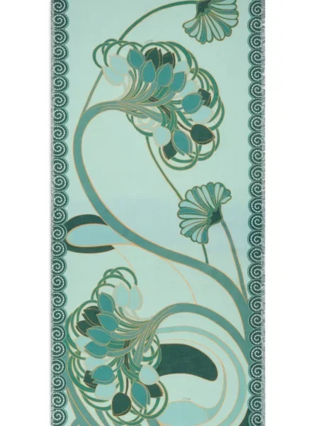 Fular La Doublej cu model floral cu imagine verde