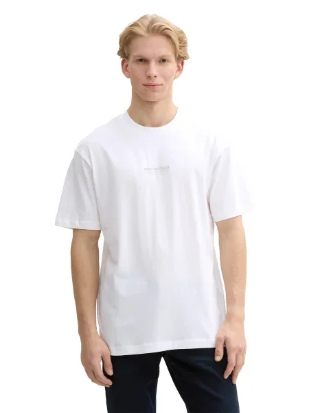 TOM TAILOR DENIM Tricou gri deschis alb