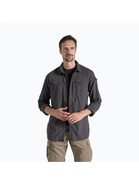 Cămașă pentru bărbați Craghoppers NosiLife Adventure Long Sleeved Shirt III black pepper negru