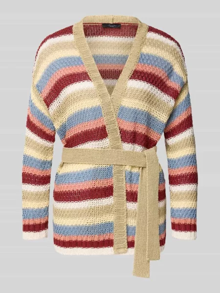 Kardigan o kroju loose fit z czystego lnu model BONITO' Weekend Max Mara czerwony