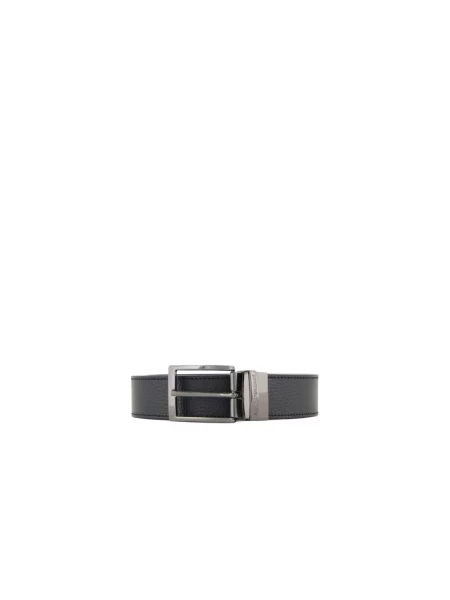 Pasek Emporio Armani skórzany z nadrukiem dwustronny niebieski