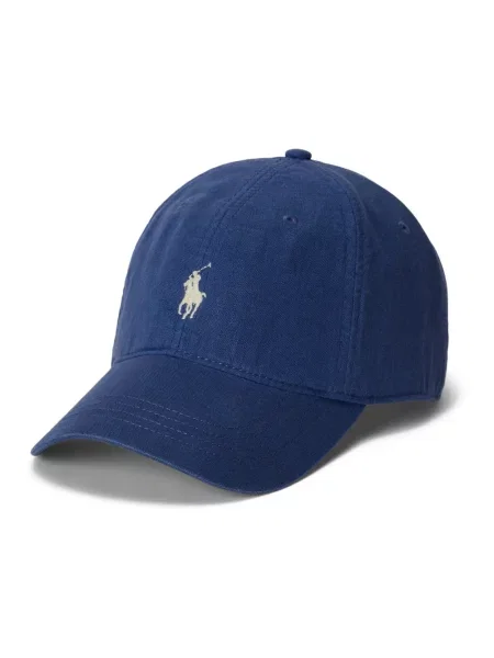 Lniana czapka z daszkiem Polo Ralph Lauren niebieska