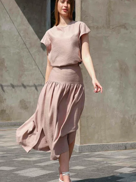 Лляна Спідниця міді RiMari бежевий