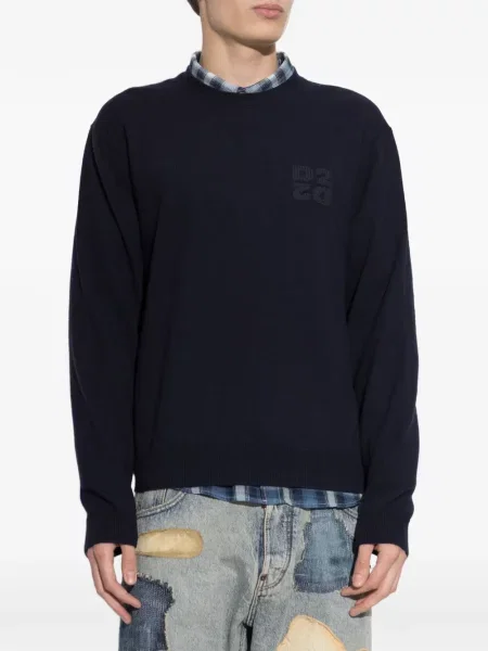 Pulover Dsquared2 cu broderie albastru