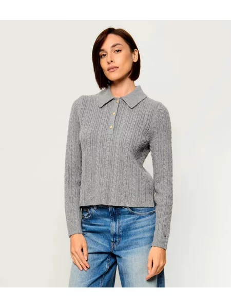 Tricou Tommy Hilfiger de lână gri