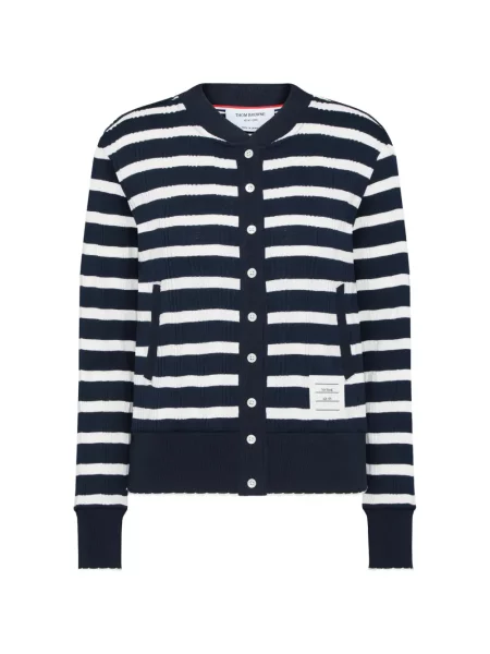 Cardigan Thom Browne cu dungi albastru