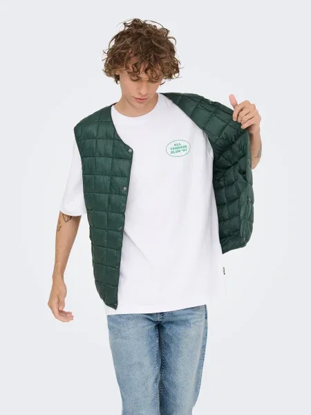 Only & Sons Tricou ONSNATHAN verde alb