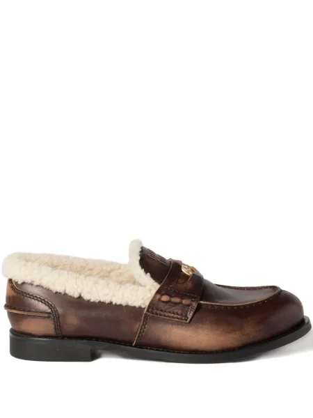 Pantofi loafer Miu Miu din piele maro