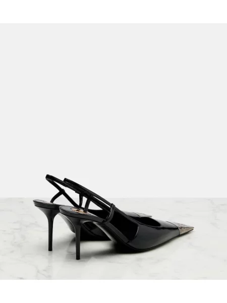 Pantofi cu toc Saint Laurent din piele slingback negru