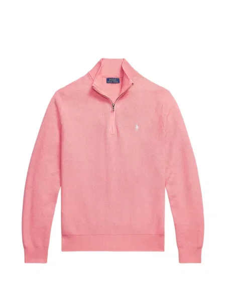 Fleece polo Polo Ralph Lauren με κέντημα με λαιμόκοψη v κόκκινο