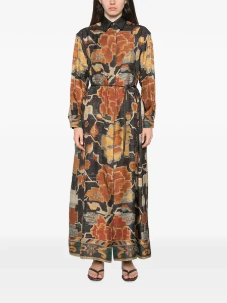 Rochie maxi Pierre-louis Mascia cu imagine maro