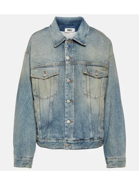 Kurtka jeansowa Mm6 Maison Margiela ocieplana niebieska