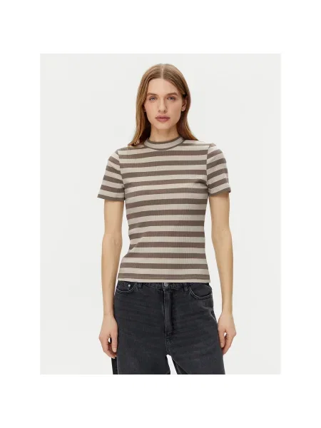 Noisy May Póló Elinor Slim Fit bézs