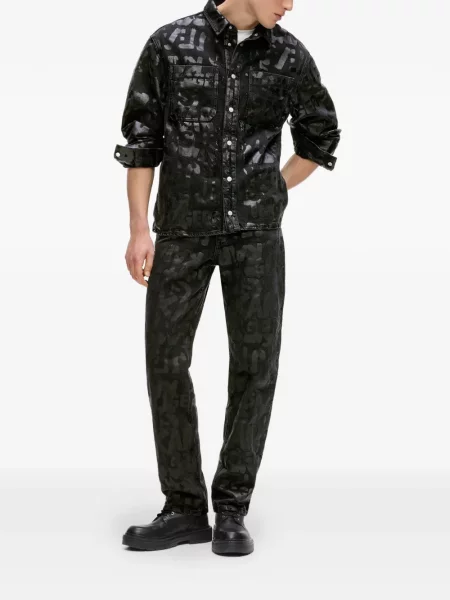 Дънкова риза Karl Lagerfeld Jeans с принт черно