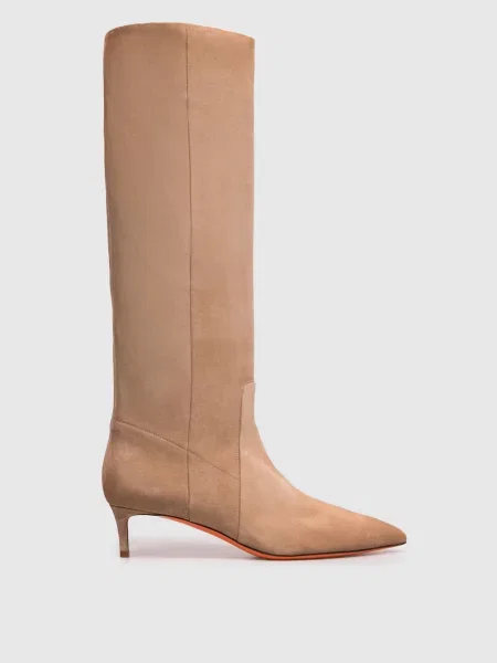 Замшеві чоботи кольору Santoni бежевого