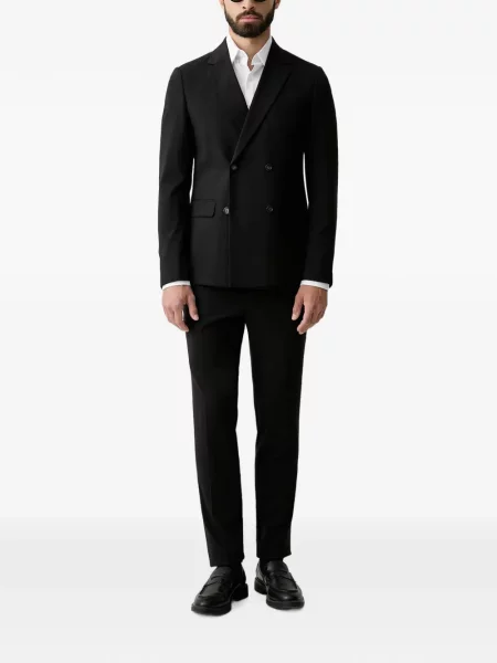 Costum Lindbergh cu două rânduri de nasturi negru