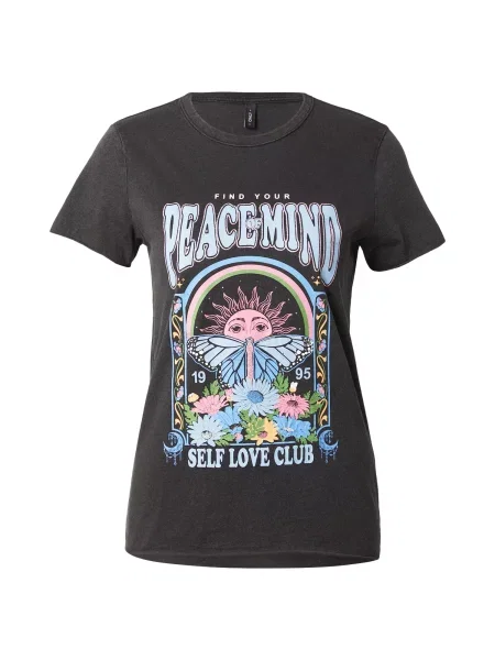 ONLY Tricou ONLLucy azuriu / verde deschis / roz negru