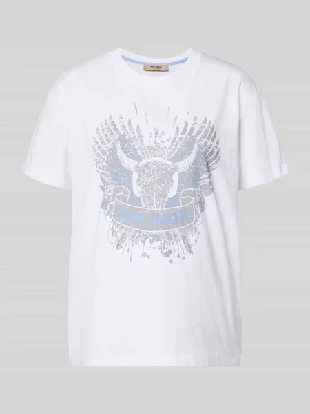 T-shirt z obniżoną linią ramion model Washa' Mos Mosh biała