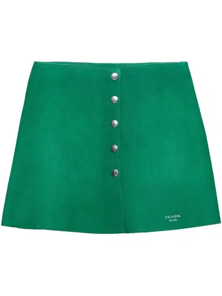 Fustă Prada din piele de căprioară verde
