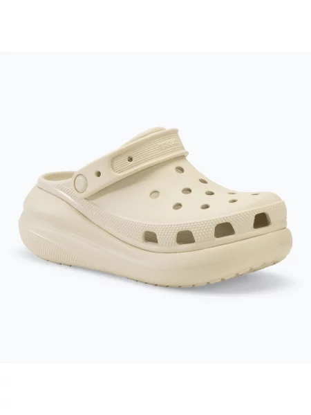 Klasické pantofle Crocs na platformě béžové