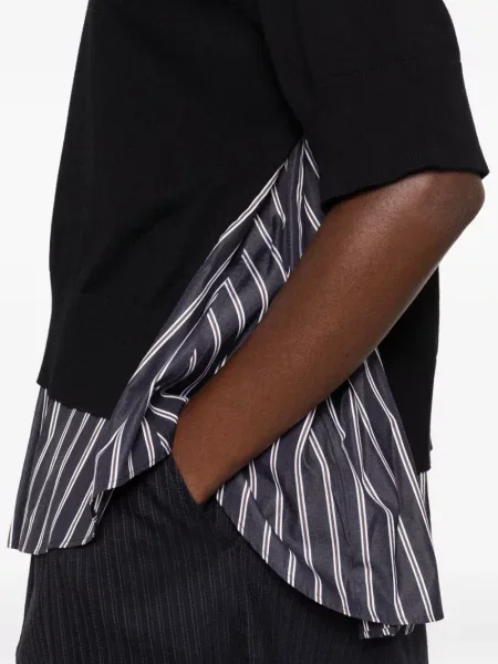 Top Sacai cu dungi negru