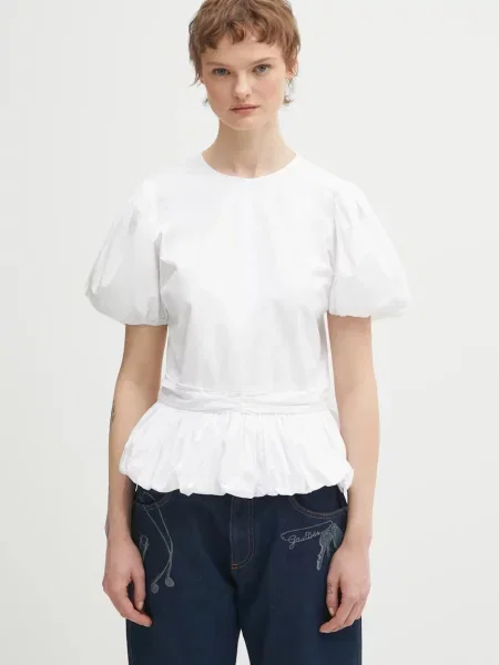 Bluzka Rotate Birger Christensen z bufiastymi rękawami biała